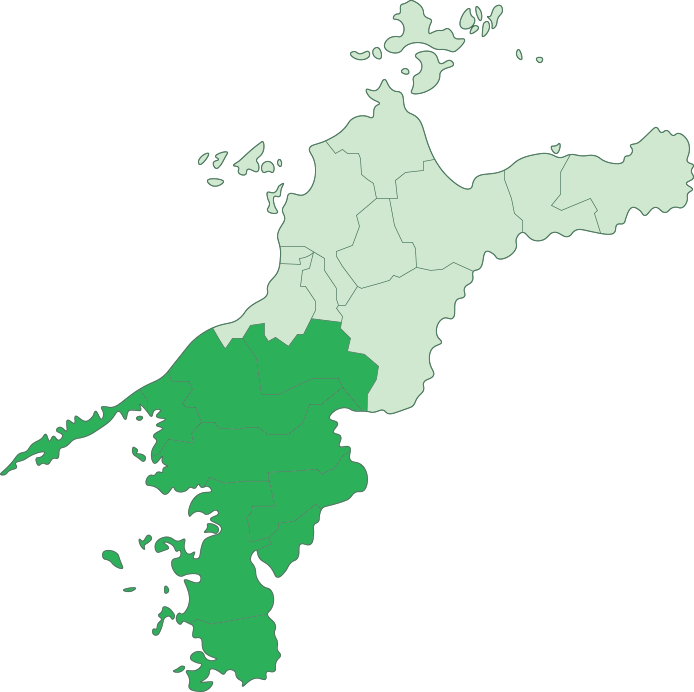 愛媛県地図 宇和島市・大洲市・八幡浜市・西予市・内子町・伊方町・鬼北町・松野町・愛南町